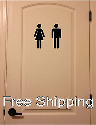 #ad WOMEN MEN BATHROOM DECAL wall vinyl sticker cute home decor girl boy FREE SHIP $13.95