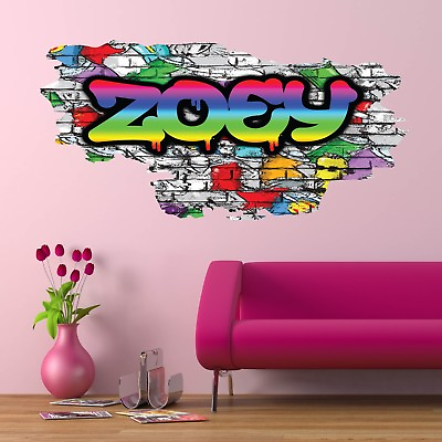#ad 3D Graffiti Wall Crack Personalized Vinyl Wall Sticker DIY Room Decor Kids $46.19