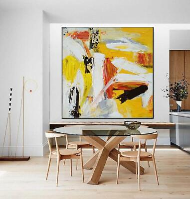 #ad Extra Large Wall Art Canvas Yellow Painting On Canvas Modern Abstract Painting $99.00