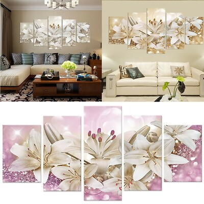 #ad Fashion Wall Art Canvas Painting 5 Piece Beautiful Flower Home Ornament Decor $12.29