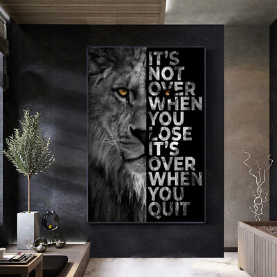 #ad Motivational Inspirational Lion Wall Art Poster Quote Home Office Décor Canvas $17.99