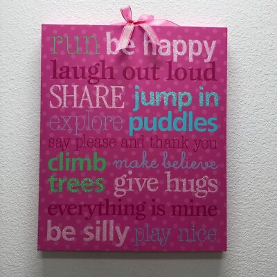 #ad #ad Girls Canvas Inspirational Sayings Words Pink 24 x 20 x 1.5 Wall Art Painting $15.00