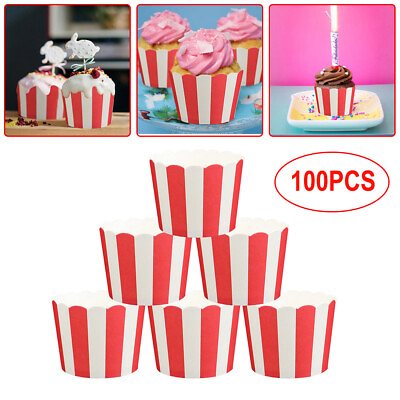 #ad 100x Large Paper Cupcake Liners Muffin Case Cake Paper Baking Cups Popcorn Cup $7.39