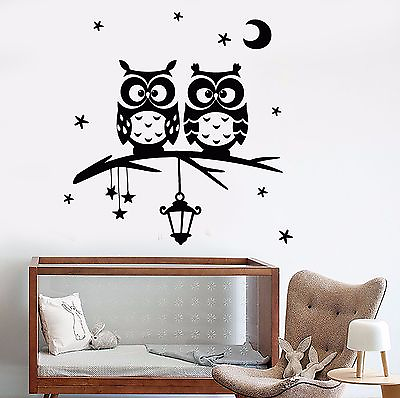 Vinyl Wall Decal Owl Moon Stars Branch Nursery Dreams Bedroom Stickers 683ig $69.99