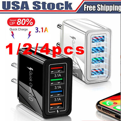 #ad 4 Port Fast Quick Charge QC 3.0 USB Hub Wall Home Charger Power Adapter Plug US $10.99
