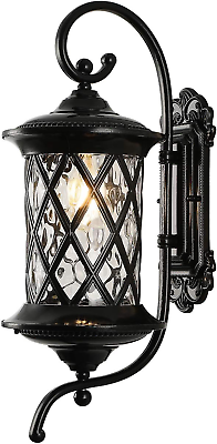 #ad Retro Large Outdoor Wall Lanterns Waterproof Aluminum with Water Glass Outside $210.99