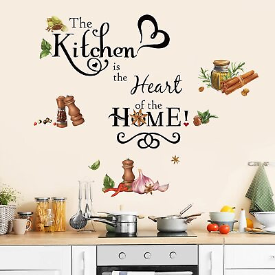 #ad Kitchen Food Wall Stickers Quotes The Kitchen is The Heart of Home Word Sayin... $20.62