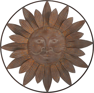 #ad #ad Metal Sun Home Wall Decor Indoor Outdoor Wall Sculpture with Distressed Copper l $62.99
