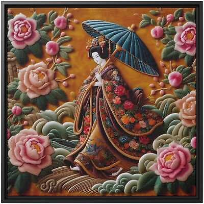 #ad Embroidery Canvas Print Wall Art Chinese Japanese Painting Ancient Women Beauty $48.45