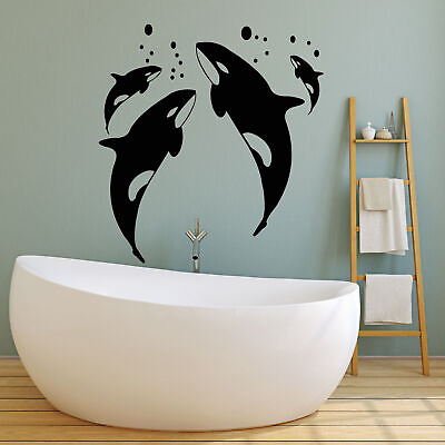 #ad Vinyl Wall Decal Killer Whale Sea Ocean Style Bathroom Decor Stickers 2429ig $69.99