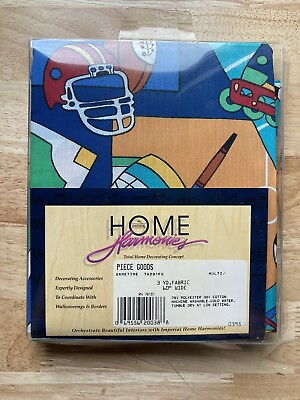 #ad Vintage Home Harmony Decorating 3 Yard Sport Themed Fabric 60” Wide $12.99