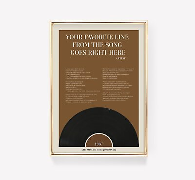 #ad Custom Lyric Print Custom Vinyl Print Song Wall Art Lyric Poster Custom $125.00