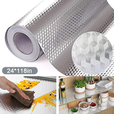 #ad Aluminum Foil Wall Stickers Kitchen Oil Proof Sticker Waterproof Self Adhesive $13.45