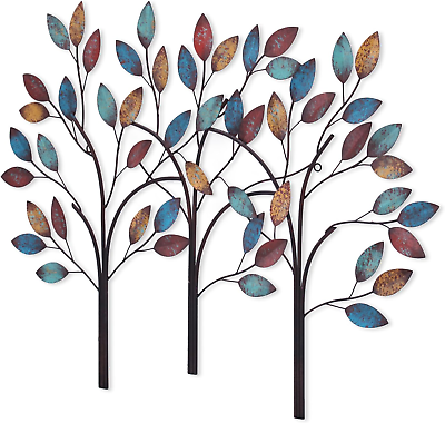 #ad Metal Tree Leaf Wall Decor Sculptures Wrought Iron Wall Art Leaves Hanging Wall $73.99