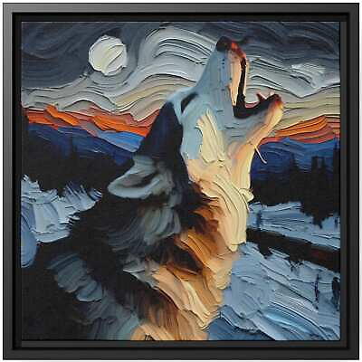 #ad #ad Wall Art Decor Canvas Print Dog Oil Painting Siberian Husky Twilight Tundra Call $188.77