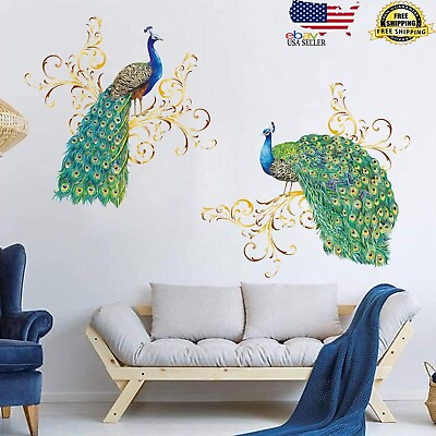 #ad Peacock Wall Decals Animal Bird Wall Stickers Living Room Bedroom Wall Art Decor $59.99