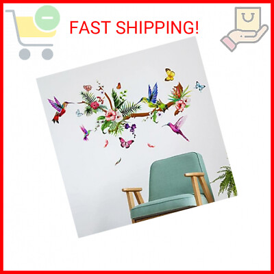 #ad Hummingbirds Wall Decals Peel and Stick Birds Vinyl Wall Stickers Butterfly Flow $12.69