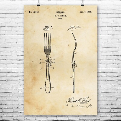 Fork Poster Print Kitchenware Art Culinary Gifts Kitchen Decor Chef Gift $13.95