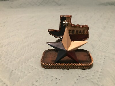 #ad WESTERN RUSTIC State of Texas Star Horseshoe BUSINESS CARD HOLDER Home or Office $17.99