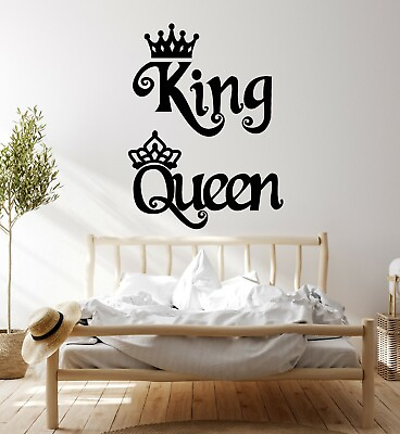 #ad Vinyl Wall Decal Crown King Queen Sign Kingdom Home Decor Stickers Mural g4804 $21.99