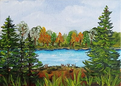#ad Countryside Painting Original Oil Artwork 5x7quot; Hand Painted Small Art $28.00