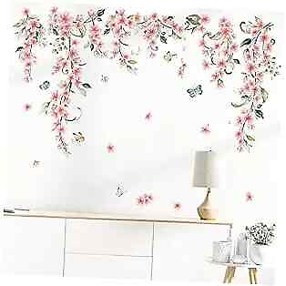 #ad #ad Hanging Flower Vine Wall Stickers Pink Floral Peel and Stick Wall Art Decals B $24.25