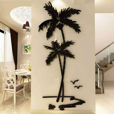 #ad #ad Coconut tree 3D acrylic wall stickers room decoration background wall stickers $37.32