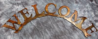 #ad Curved Welcome Metal Wall Art Copper Bronze 18quot; x 7 1 4quot; $24.98