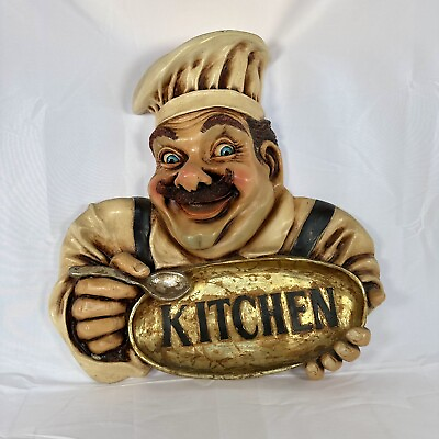 #ad Vintage Welcoming Chef Wall Plaque Kitchen Restaurant Home Decor Stunning $68.00
