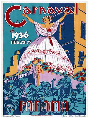 #ad 7930.Carnaval.panama.woman with arms raised.parade.POSTER.art wall decor $60.00
