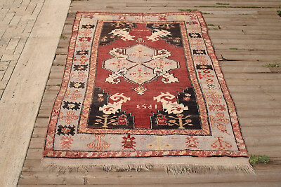 #ad Turkish Rug 4#x27;x6#x27; Vintage Old Anatolian Carpet 137x202cm Floor Rug Primitive $415.09