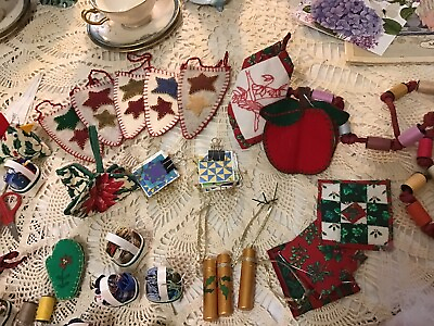 #ad Christmas Vintage Tree Decorations Handmade Set Unique Lg. Lot For Small Tree $12.00