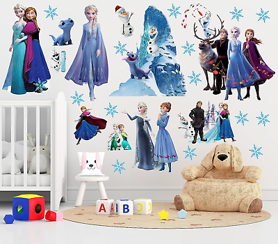 #ad Frozen Wall Decals for Room Decor Peel Stick Blue Princess Wall Stickers Ideal $17.14