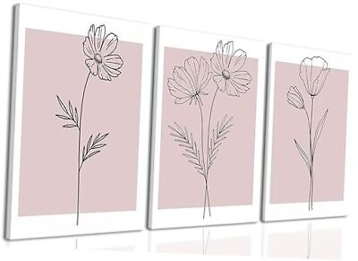 #ad #ad Pink Room Decor Wall Art Set of 3 Pink Flower Market 12quot;x16quot;x3 Framed Pink 4 $51.18