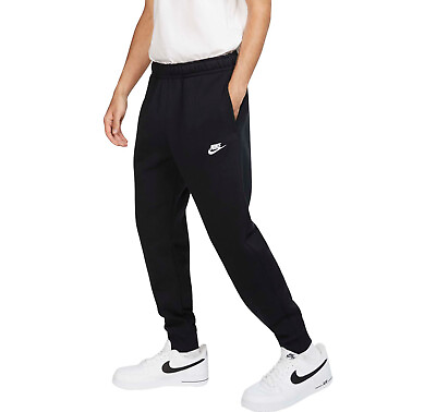 New Mens Nike Gym Athletic Club Jogger Feece Pants Sweatpants Black White 2022 $34.99