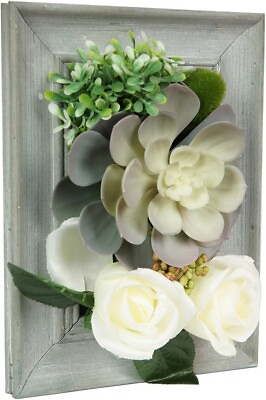#ad Wall Decor 3D Artificial Plants Wall Hanging Frame Art Artificial Flowers $24.99
