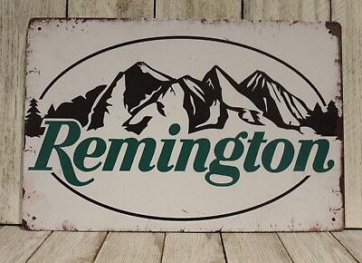 #ad Remington Guns Tin Sign Metal Vintage Rustic Look Rifle Gun Shop Hunter XZ $10.97