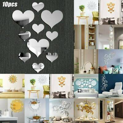 3D Removable Mirror Sticker Decor Stick On Adhesive Wall Sticker Decal Self Art. $7.59