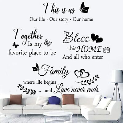 #ad 4 Pieces Home Wall Decor Signs THIS IS US TOGETHER BLESS THIS HOME AMILY Wall $18.21