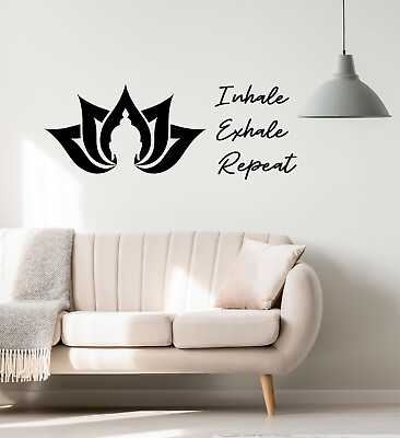 #ad Vinyl Wall Decal Inhale Exhale Repeat Quote Flower Buddha Stickers ig6222 $69.99