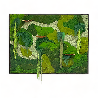#ad Moss Wall Art Frame 48x60quot; Wood Art Decor with Preserved Moss Flowing Amazon $2195.00