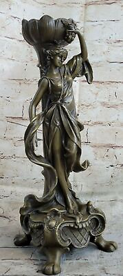 #ad Art Deco Sexy Nymph Woman Candelabra Bronze Sculpture Marble Base Figurine SALE $209.50