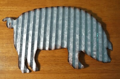 PIG CORRUGATED METAL SCULPTURE SIGN Rustic Country Primitive Kitchen Home Decor $10.95