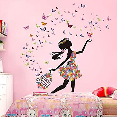 #ad Girl Wall Decals for Baby Nursery Peel amp; Stick Girl with Butterflies $16.44