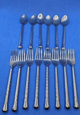 #ad Target Home SILVER HEARTS Spoons Forks Lot 14 Hammered Stainless Used Worn See $29.99