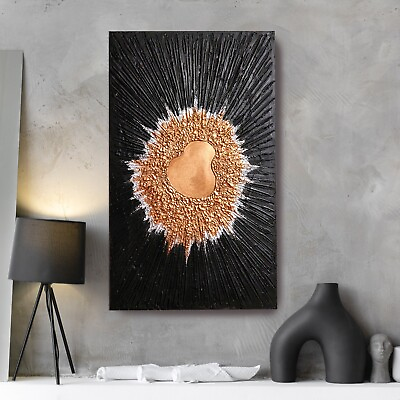 #ad Best wall art for living room 3d texture painting Wall decor black and gold $220.00