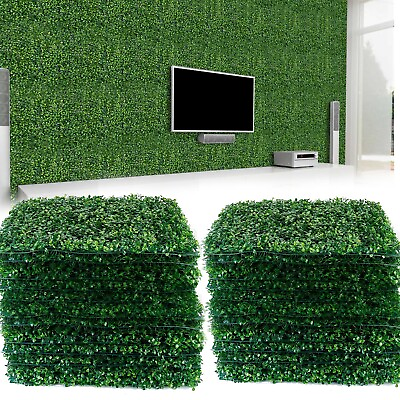 #ad 12 24PCS Plant Artificial Mat Topiary Wall Hedge Grass Fence Foliage Panel Decor $120.43