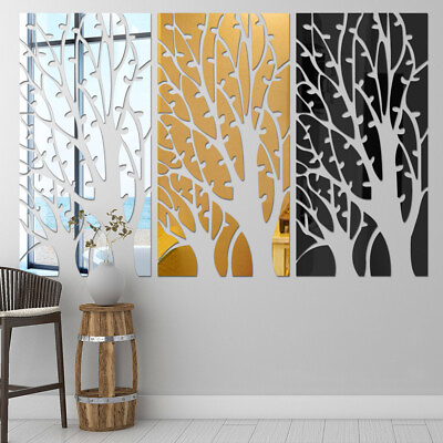 #ad 30*60CM Family Tree Mirror Acrylic Wall Arts Stickers Self adhesive Living Room $11.82