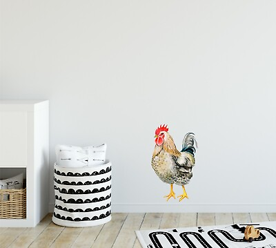 #ad Rooster Wall Decal Watercolor Farm Animal Removable Fabric Wall Sticker $24.99