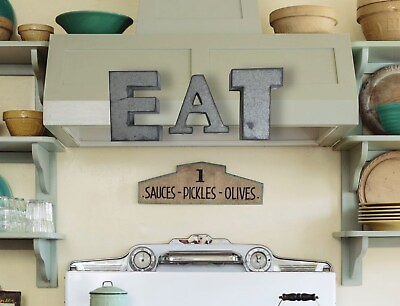 #ad #ad Galvanized Metal EAT Sign Kitchen Dining Room 3 Separate Hanging Letters 7quot; Tall $14.00